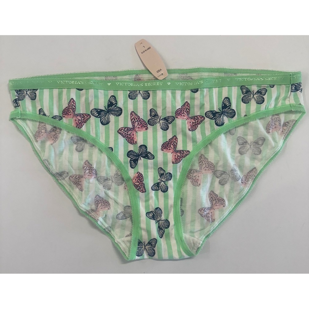 Victoria's Secret Vintage Low Rise Bikini Panties Stripe Butterfly Large NWT